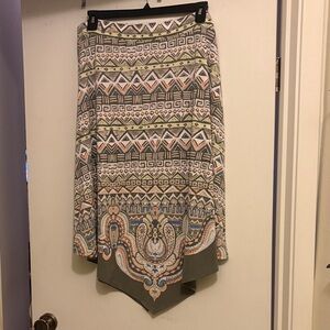 Chico's Asymmetrical Skirt with Geometric Patterns
